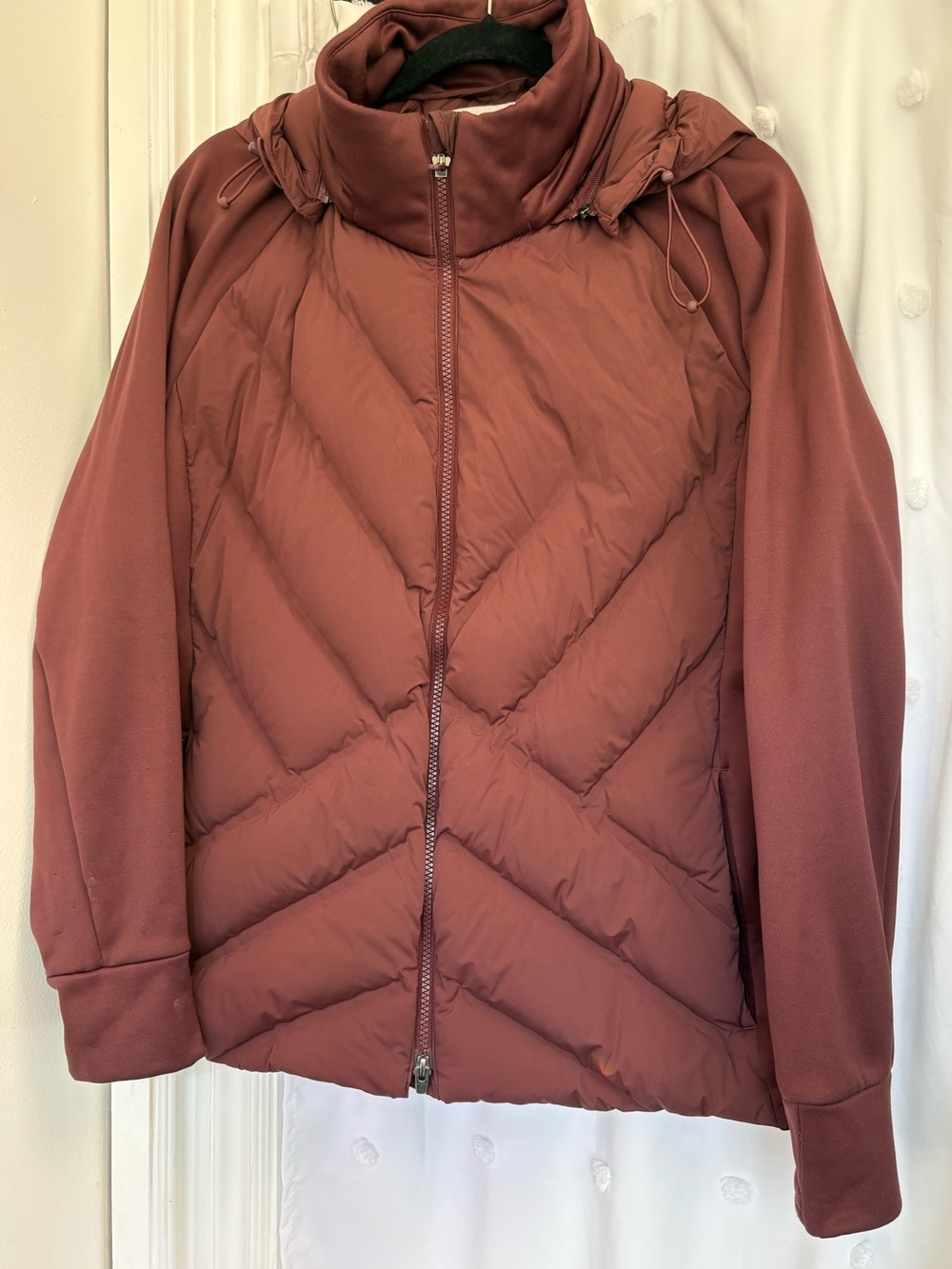 Athleta Burgundy Quilted Puffer Jacket
